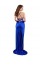Royal Blue Cowl Neck Sleeveless Open Back Sheath Formal Evening Dress