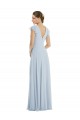 Sea Glass Bateau Neck Flutter Sleeves V-Back A-Line Formal Evening Dress