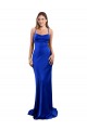 Royal Blue Cowl Neck Sleeveless Open Back Sheath Formal Evening Dress