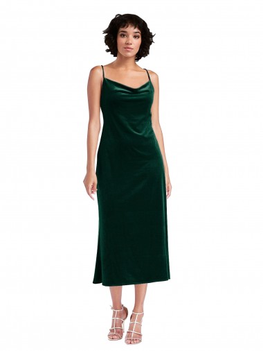Cheapest Dark Green Cowl Neck Sleeveless Open Back Sheath Black Tie Evening Dress