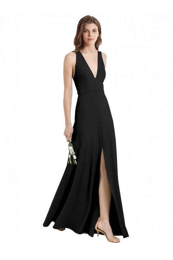 Black High Neck Sleeveless Sheath Formal Evening Dress