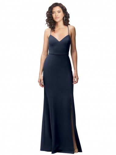 Cheapest Dark Navy High Neck Sleeveless Open Back Sheath Formal Evening Dress