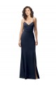 Dark Navy High Neck Sleeveless Open Back Sheath Formal Evening Dress