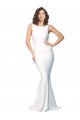 Ivory High Neck Sleeveless V-Back Sheath Formal Evening Dress