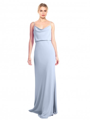 Cheapest Light Sky Blue High Neck Sleeveless V-Back Sheath Formal Dress