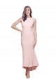 Pink High Neck Sleeveless Low Back Sheath High Low Evening Dress