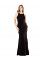 Black Jewel Neck Sleeveless Open Back Sheath Formal Evening Dress