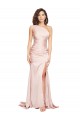 Pink One Shoulder Sleeveless Sheath Black Tie Evening Gown