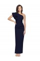 Dark Navy One Shoulder Sleeveless Sheath Formal Evening Dress