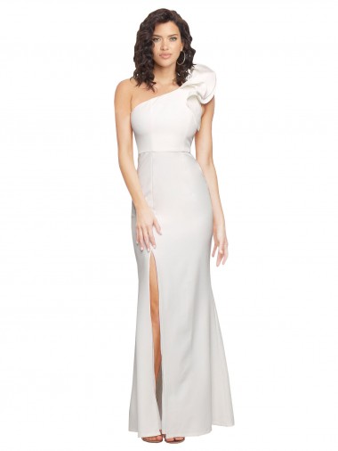 Cheapest Ivory One Shoulder Sleeveless Sheath Formal Evening Dress