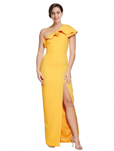 Cheapest Saffron One Shoulder Sleeveless Sheath Formal Evening Dress