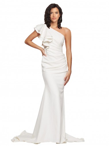 Cheapest Ivory One Shoulder Sleeveless Sheath Semi Formal Evening Dress