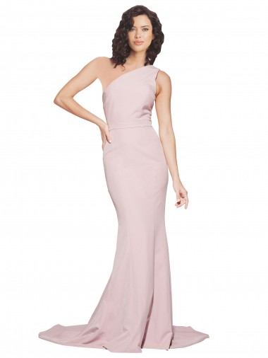 Cheapest Mauve One Shoulder Sleeveless Sheath Semi Formal Evening Dress