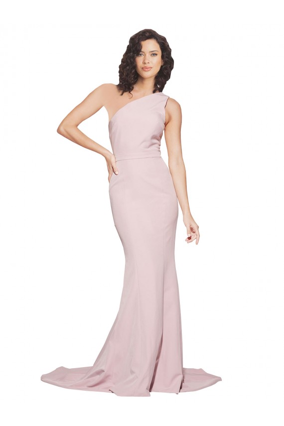 Mauve One Shoulder Sleeveless Sheath Semi Formal Evening Dress