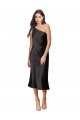 Black One Shoulder Sleeveless Sheath Black Tie Evening Dress
