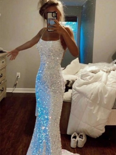 Cheapest Spaghetti Straps Sleeveless Sheath Evening Dress