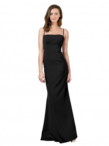 Cheapest Black Square Neck Sleeveless Low Back Sheath Formal Evening Dress