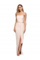 Nude Strapless Sleeveless Low Back Sheath Formal Evening Dress
