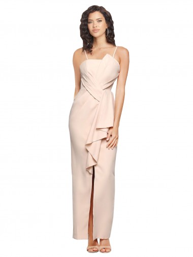 Cheapest Nude Strapless Sleeveless Low Back Sheath Semi Formal Evening Dress
