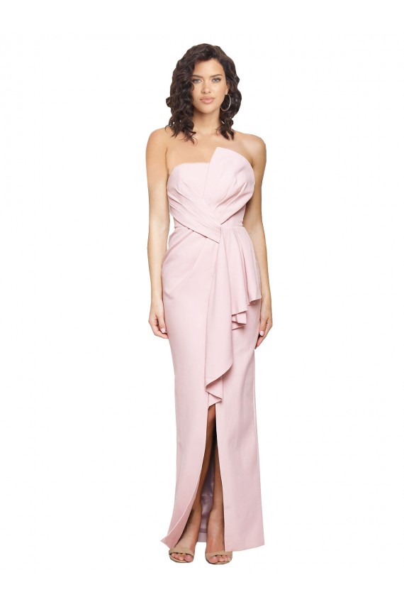 Pink Strapless Sleeveless Low Back Sheath Formal Dress