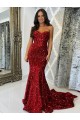 Burgundy Sweetheart Sleeveless Sheath Evening Dress
