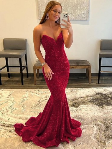 Cheapest Burgundy Sweetheart Sleeveless Sheath Evening Gown