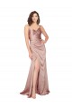Dusty Pink V-Neck Sleeveless V-Back Sheath Black Tie Evening Dress