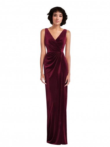 Cheapest Burgundy V-Neck Sleeveless Sheath Semi Formal Evening Dress