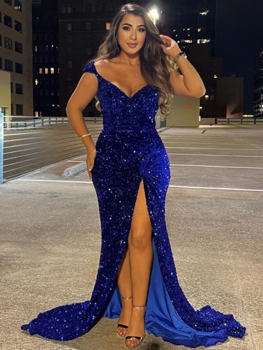 Cheapest Royal Blue V-Neck Sleeveless Sheath Dress