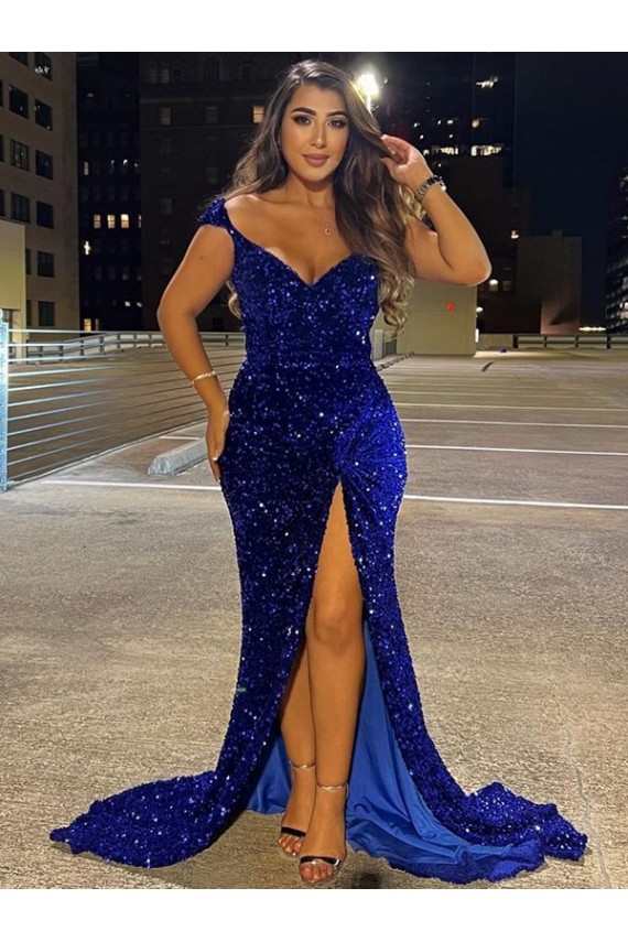 Royal Blue V-Neck Sleeveless Sheath Dress