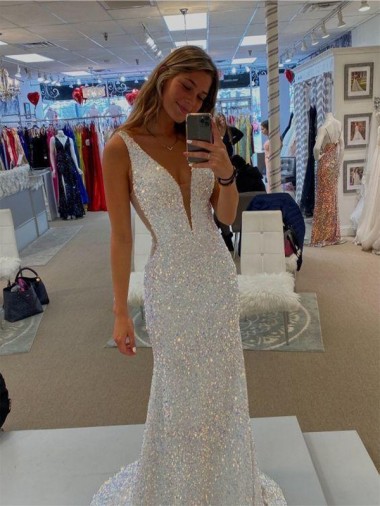 Cheapest V-Neck Sleeveless Sheath Evening Dresses