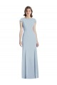 Light Sky Blue Bateau Neck Cap Sleeves Open Back Trumpet Formal Dress