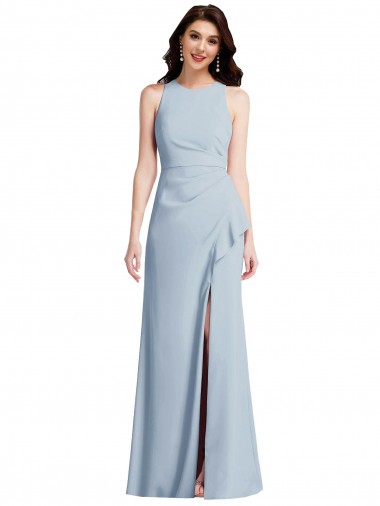 Cheapest Light Sky Blue Halter Neck Sleeveless Trumpet Formal Dress