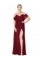 Burgundy High Neck Cold Shoulder V-Back Trumpet Formal Evening Dress
