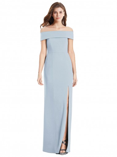 Cheapest Light Sky Blue Off the Shoulder Sleeveless Trumpet Formal Dress