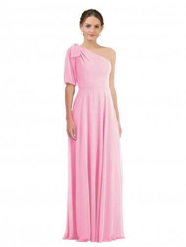 Cheapest Barely Pink One Shoulder Sleeveless Trumpet Semi Formal Evening Dress