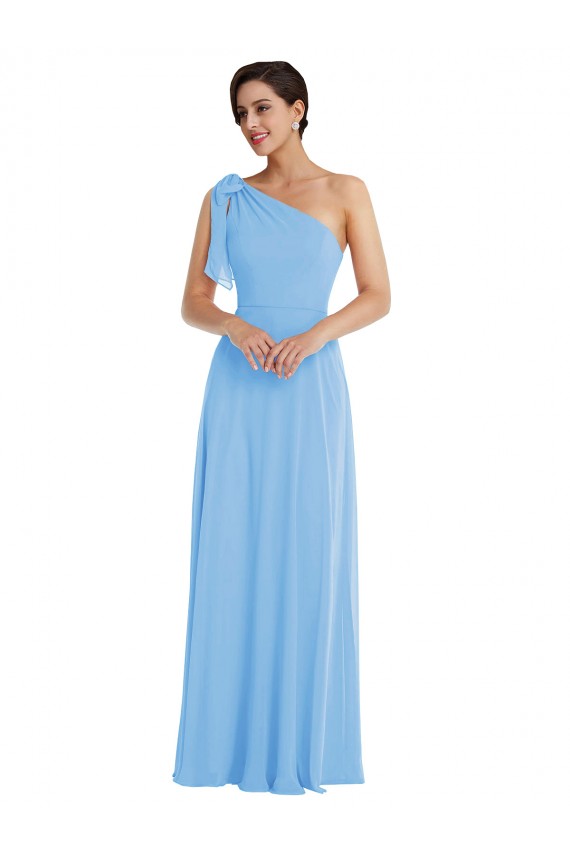Periwinkle One Shoulder Sleeveless Trumpet Semi Formal Evening Dress