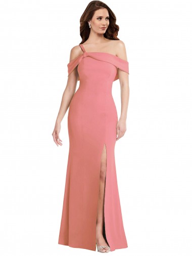 Cheapest Hot Pink One Shoulder Sleeveless Low Back Trumpet Semi Formal Evening Dress