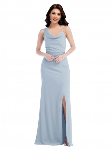 Cheapest Light Sky Blue One Shoulder Sleeveless Trumpet Formal Dress