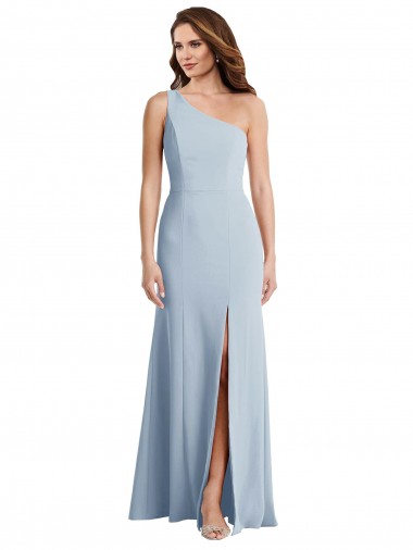 Cheapest Light Sky Blue One Shoulder Sleeveless Trumpet Formal Evening Dress
