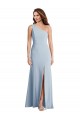 Light Sky Blue One Shoulder Sleeveless Trumpet Formal Evening Dress