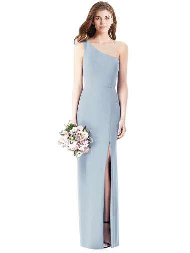 Cheapest Light Sky Blue One Shoulder Sleeveless Trumpet Semi Formal Evening Dress