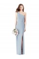 Light Sky Blue One Shoulder Sleeveless Trumpet Semi Formal Evening Dress