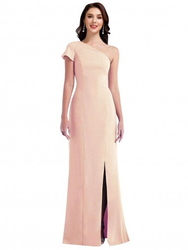 Cheapest Nude One Shoulder Cap Sleeves Trumpet Formal Evening Dress