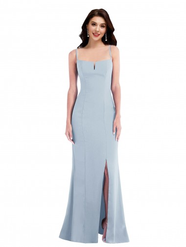 Cheapest Light Sky Blue Spaghetti Straps Sleeveless Trumpet Formal Evening Dress