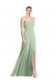 Sage Square Neck Sleeveless Low Back Trumpet Formal Evening Dress