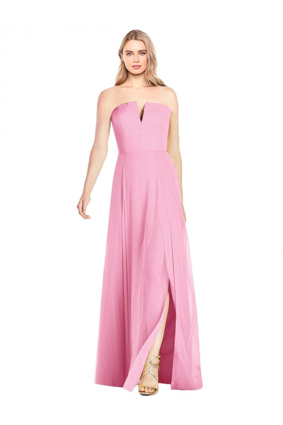 Hot Pink Strapless Sleeveless Trumpet Semi Formal Evening Dress