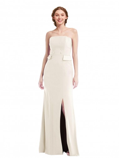 Cheapest Ivory Strapless Sleeveless Trumpet Semi Formal Evening Dress