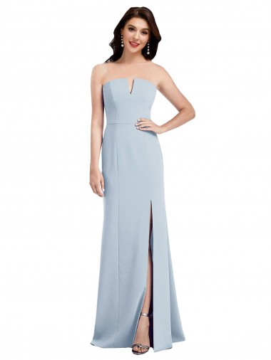 Cheapest Light Sky Blue Strapless Sleeveless Low Back Trumpet Evening Dress