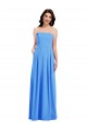 Peacock Blue Strapless Sleeveless Low Back Trumpet Semi Formal Evening Dress